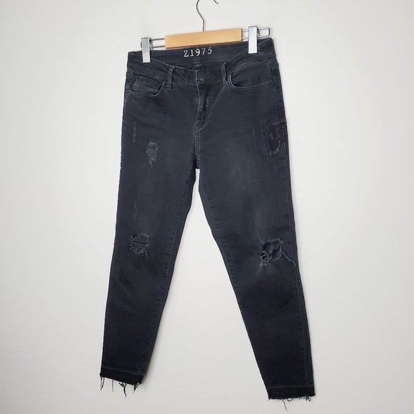 ZARA Z1975 Charcoal Grey Distressed Ankle Skinny Jeans - Picture 2 of 11